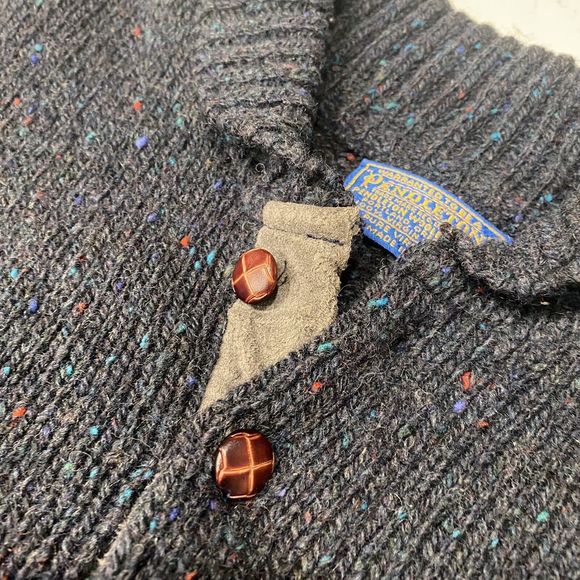 Pendleton Wool Sweater Men's M Navy Henley 2 Button Pullover Virgin USA VTG - Picture 2 of 7